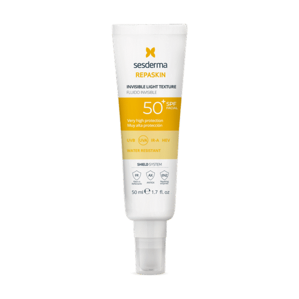SESDERMA REPASKIN INVISIBLE LIGHT TEXTURE apsauginis fluidas nuo saulės veidui SPF50+, 50 ml