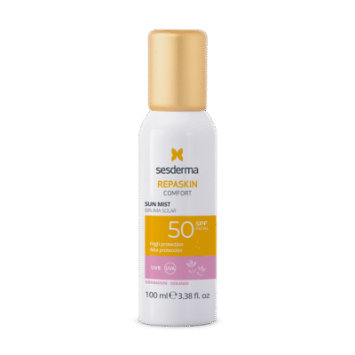 SESDERMA REPASKIN COMFORT apsauginė veido dulksna nuo saulės su pelargonijų aromatu SPF50, 100 ml