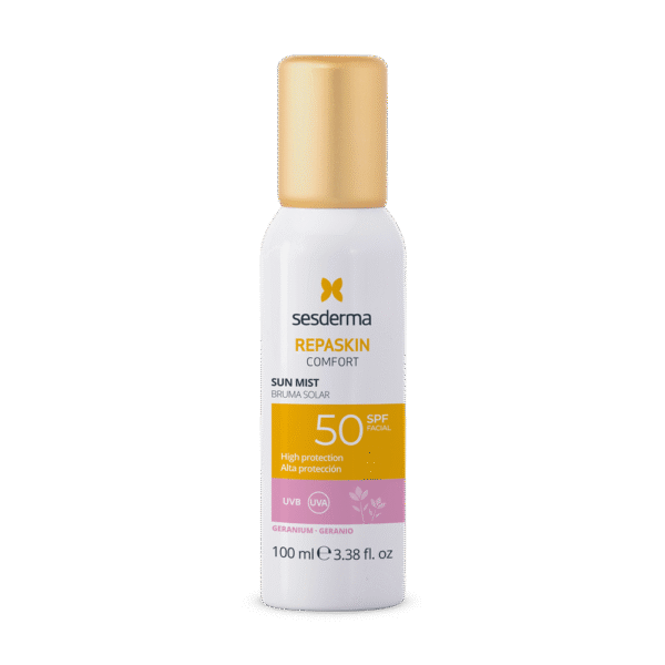 SESDERMA REPASKIN COMFORT apsauginė veido dulksna nuo saulės su pelargonijų aromatu SPF50, 100 ml