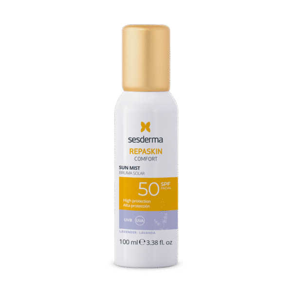 SESDERMA REPASKIN COMFORT apsauginė veido dulksna nuo saulės su levandų aromatu SPF50, 100 ml
