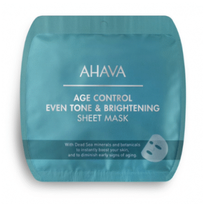 AHAVA AGE CONTROL odos toną vienodinanti ir šviesinanti lakštinė veido kaukė, 1 vnt