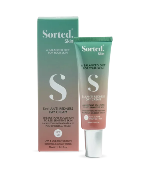 SORTED SKIN 5 IN 1 ANTI-REDNESS DAY CREAM SPF50 – „5 in 1” dieninis kremas raustančiai odai SPF50