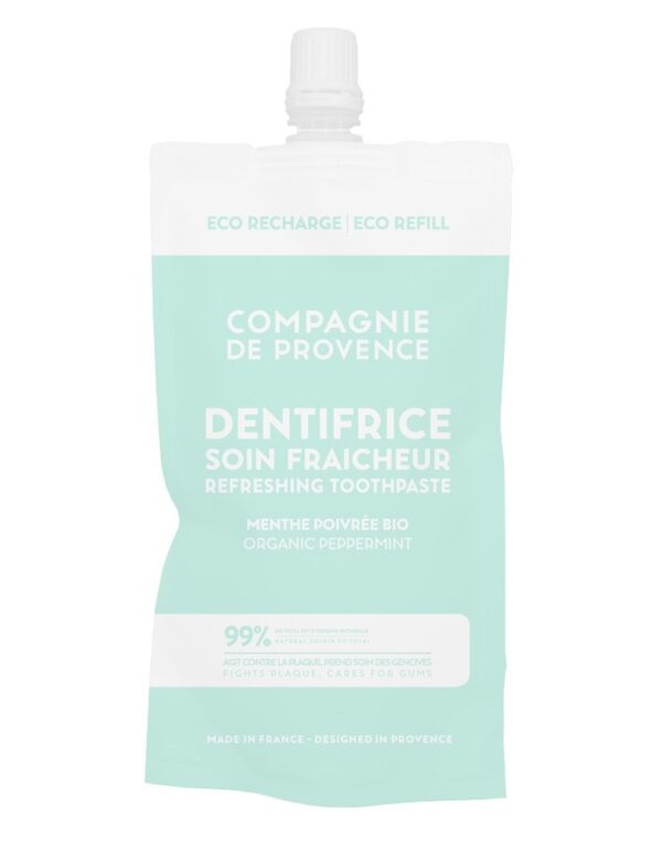 COMPAGNIE DE PROVENCE gaivinančios dantų pastos su pipirmėte eko papildymas, 180 ml