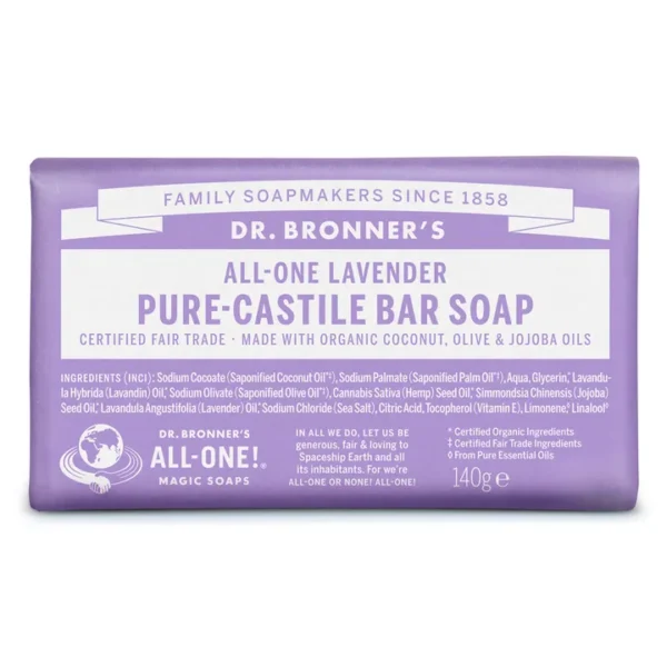DR. BRONNER'S Kastilijos muilas su levandomis, ekologiškas, 140 G