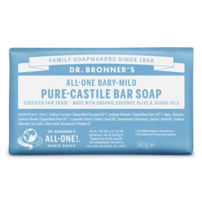 DR. BRONNER'S ekologiškas Kastilijos vaikiškas muilas be kvapų BABY MILD, 140 g