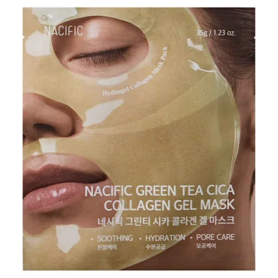 NACIFIC Green Tea Cica Collagen Gel Mask Kolageno gelinė kaukė su žaliosios arbatos ir azijinės centelės kompleksu, 1 vnt.