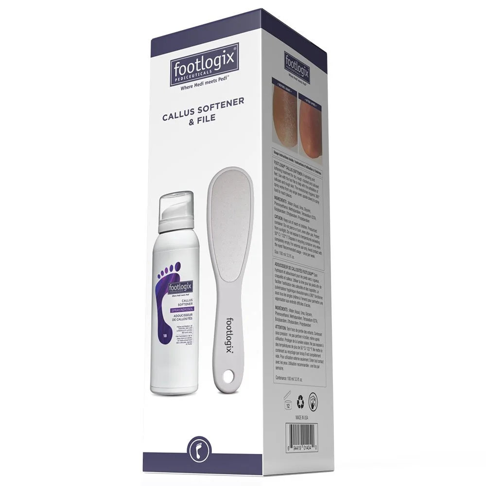 FOOTLOGIX rinkinys – nuospaudų minkštiklis 100 ml + pedikiūro dildė - Image 2