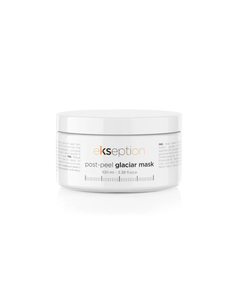 EKSEPTION Post Peel Glaciar Mask - Gaivinamoji kaukė su ledynų vandeniu ir mikroelementais Zn, Mg, Cu, Ca, 100 ml