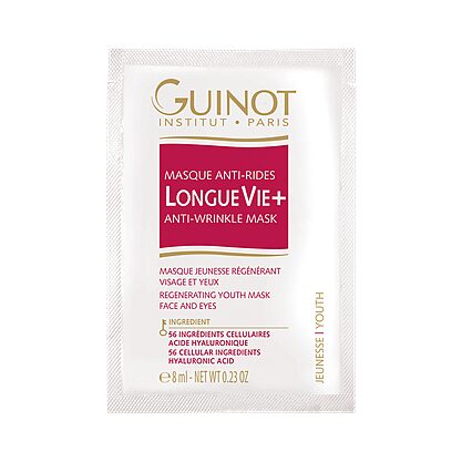 GUINOT Longue Vie+ priešraukšlinė kaukė veidui ir akių kontūrui, 8 ml vienkartinio naudojimo